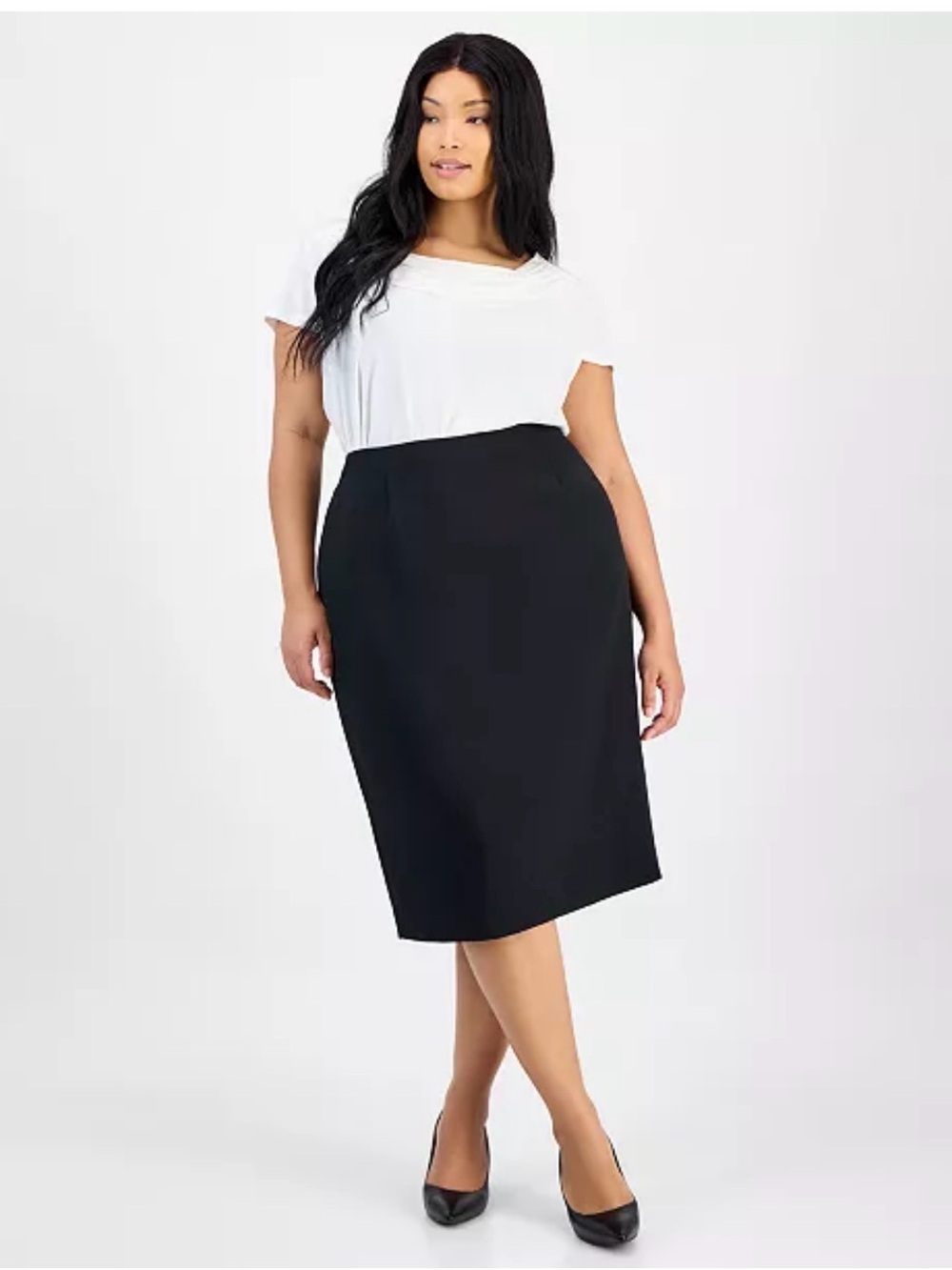 Kasper Classic Black Pencil Skirt - Sleek Workwear